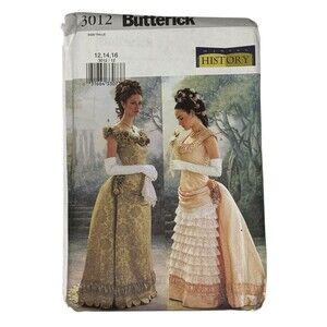 UNCUT Butterick Dress Pattern 3012 Size 12, 14, 16 History Victorian Gown Bustle